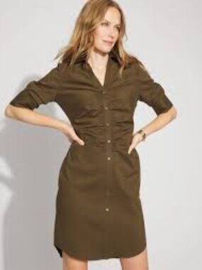 NWOT Petite Ruched Shirt Dress